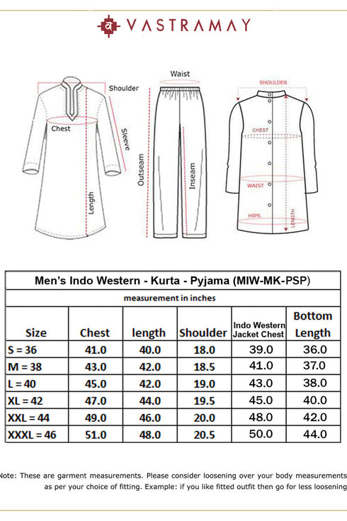 VASTRAMAY Men's Beige Imported Jacquard Indo With Kurta Pyjama Set